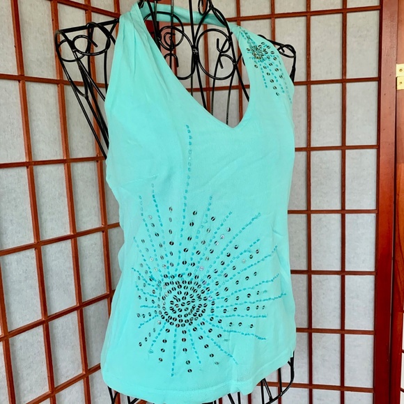 New York & Co. Sequined Halter V-neck NWOT - Picture 2 of 6